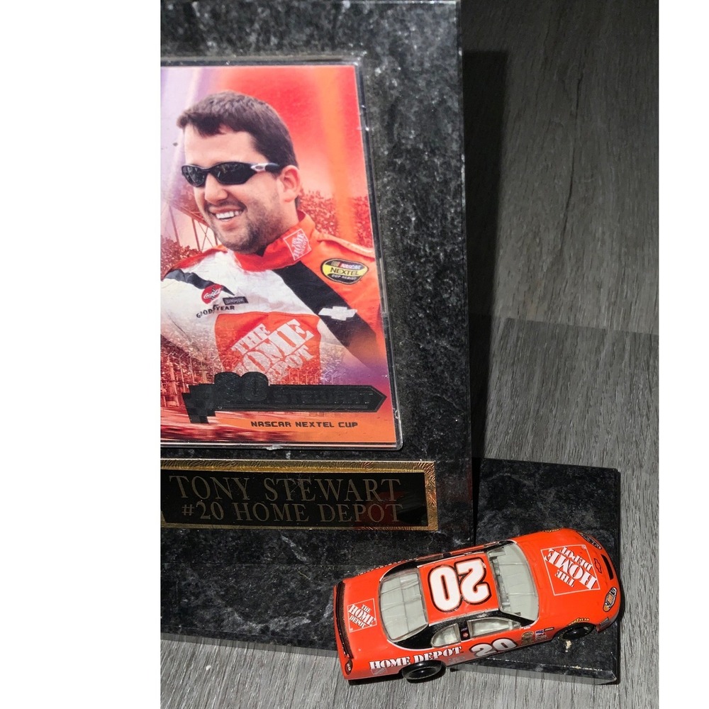 Tony Stewart #20 Home Depot Car + Card Plaque Stand Up Display - Picture 3 of 4